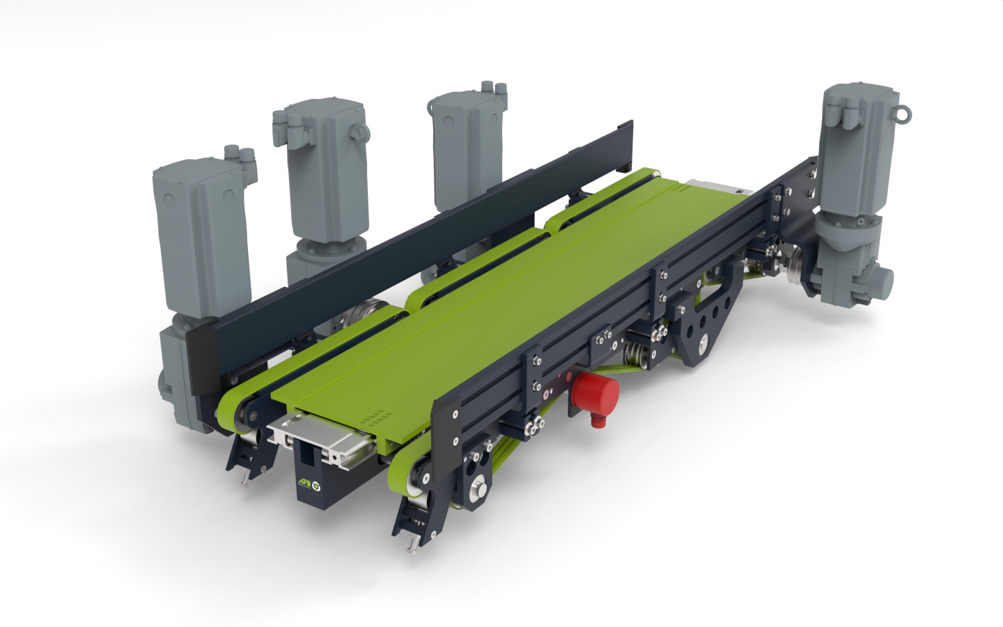 MINILOAD telescopic fork with three belt conveyors.1430